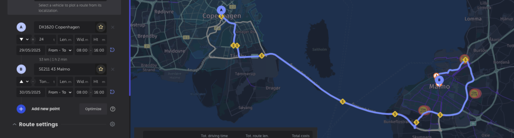 planowanie trasy przez Danię - HOGS MAPS