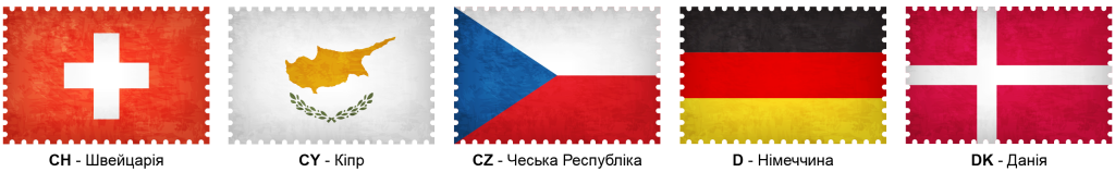 коди країн на цифровому тахографі - коди на літери C і D
