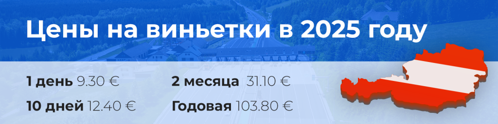 Цены на виньеты в Австрии в 2025 году
